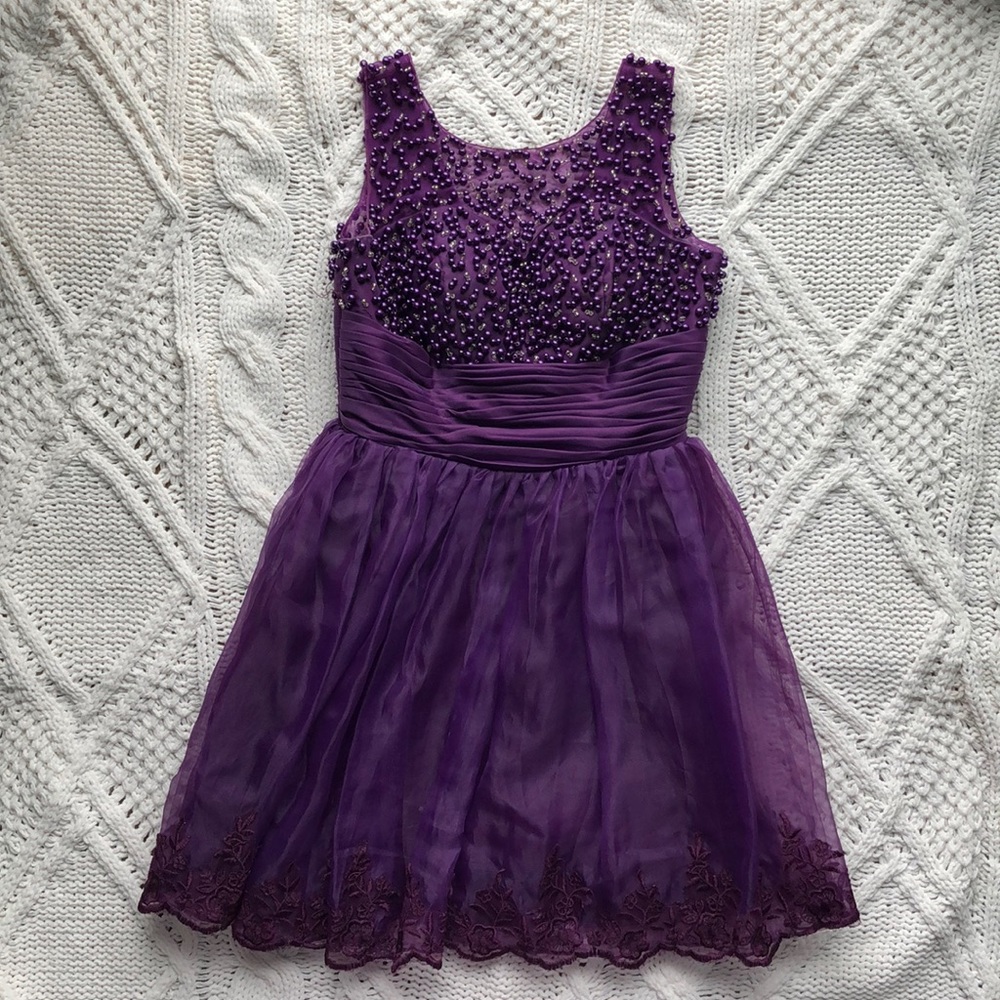 Purple Beaded Cocktail Dress